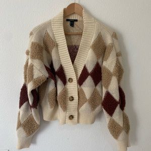 Cropped Argyle Sweater